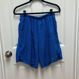 Nike Dri-Fit Distance‎ Running Lined Striped Blue Shorts